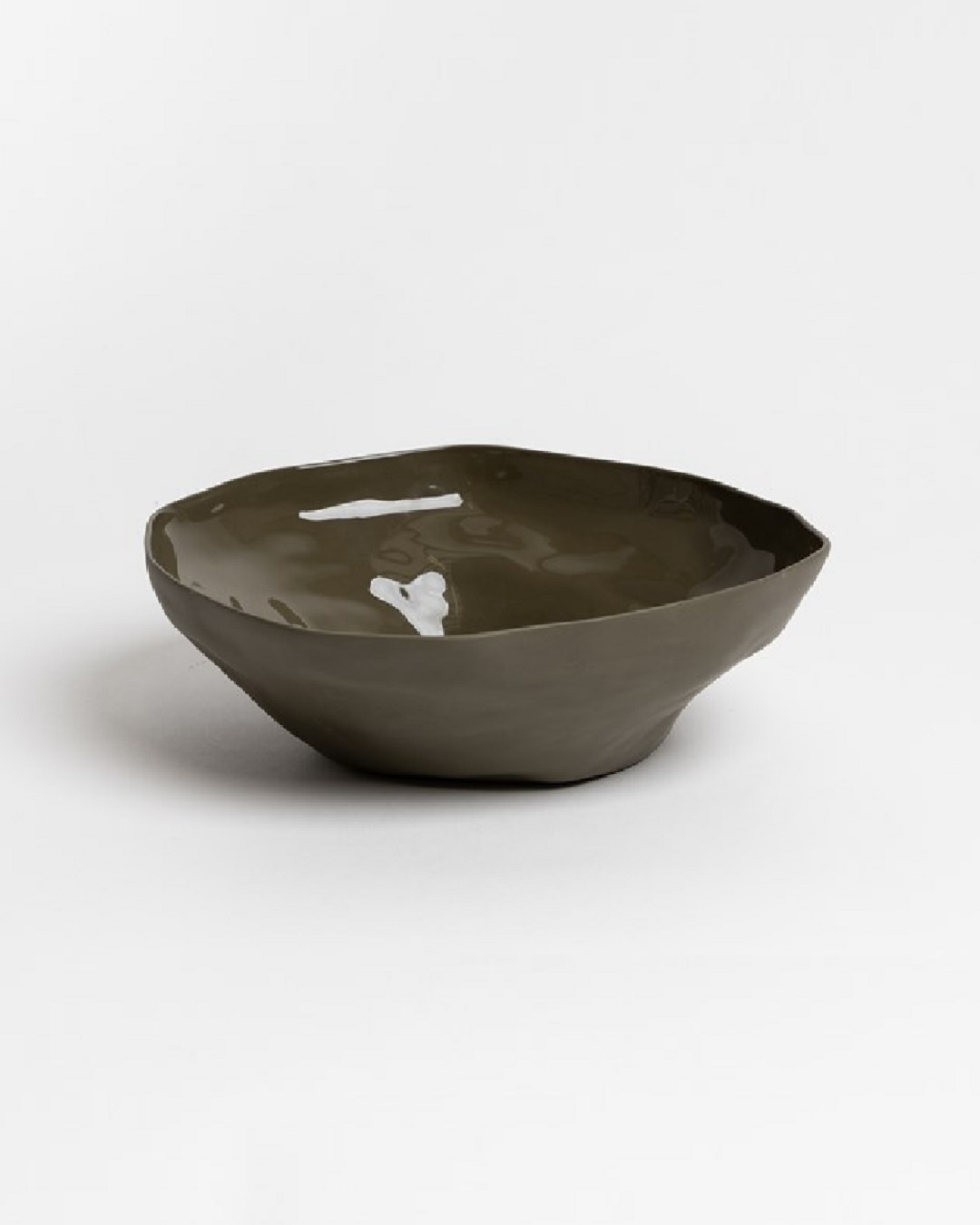 Olive green ceramic bowl