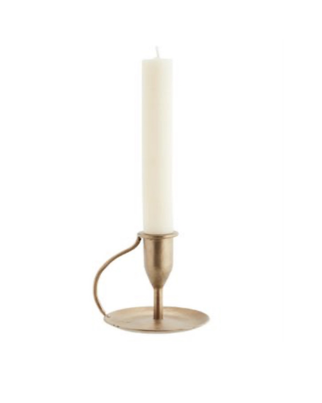Hand forged single tapper candle holder in brass