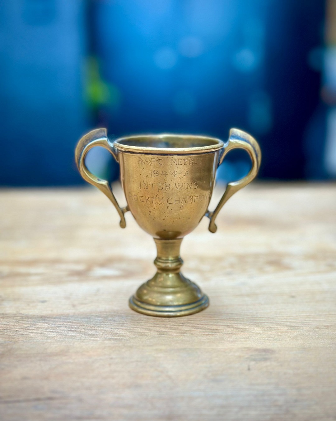 Trophy on wooden table