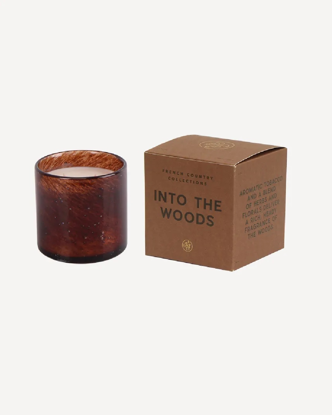 Brown glass candle and box