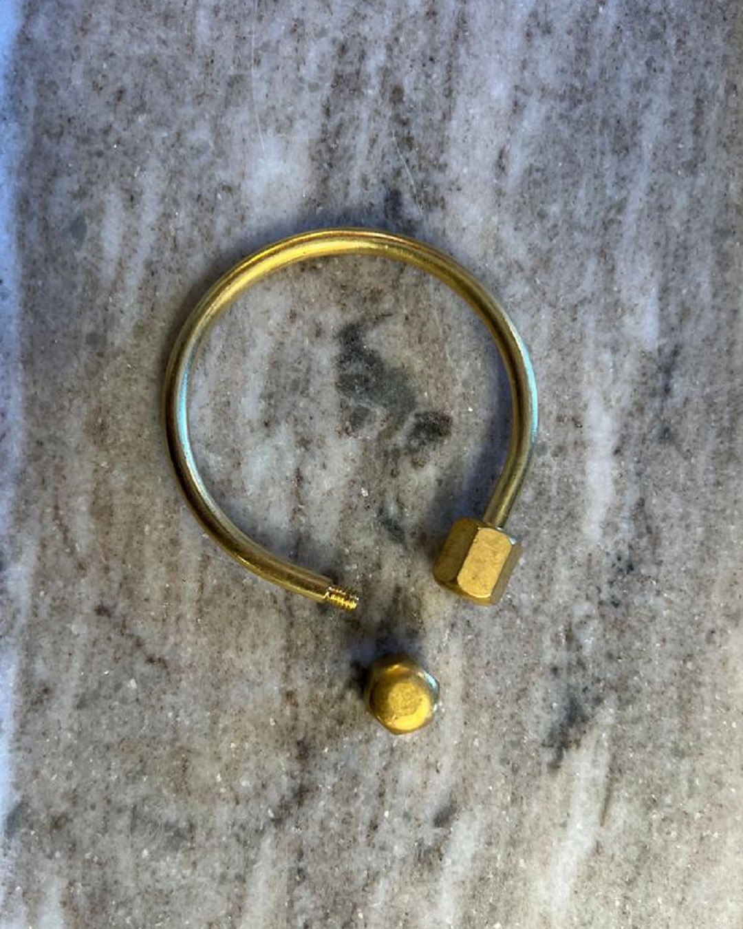 Brass keyring with one end unscrewed