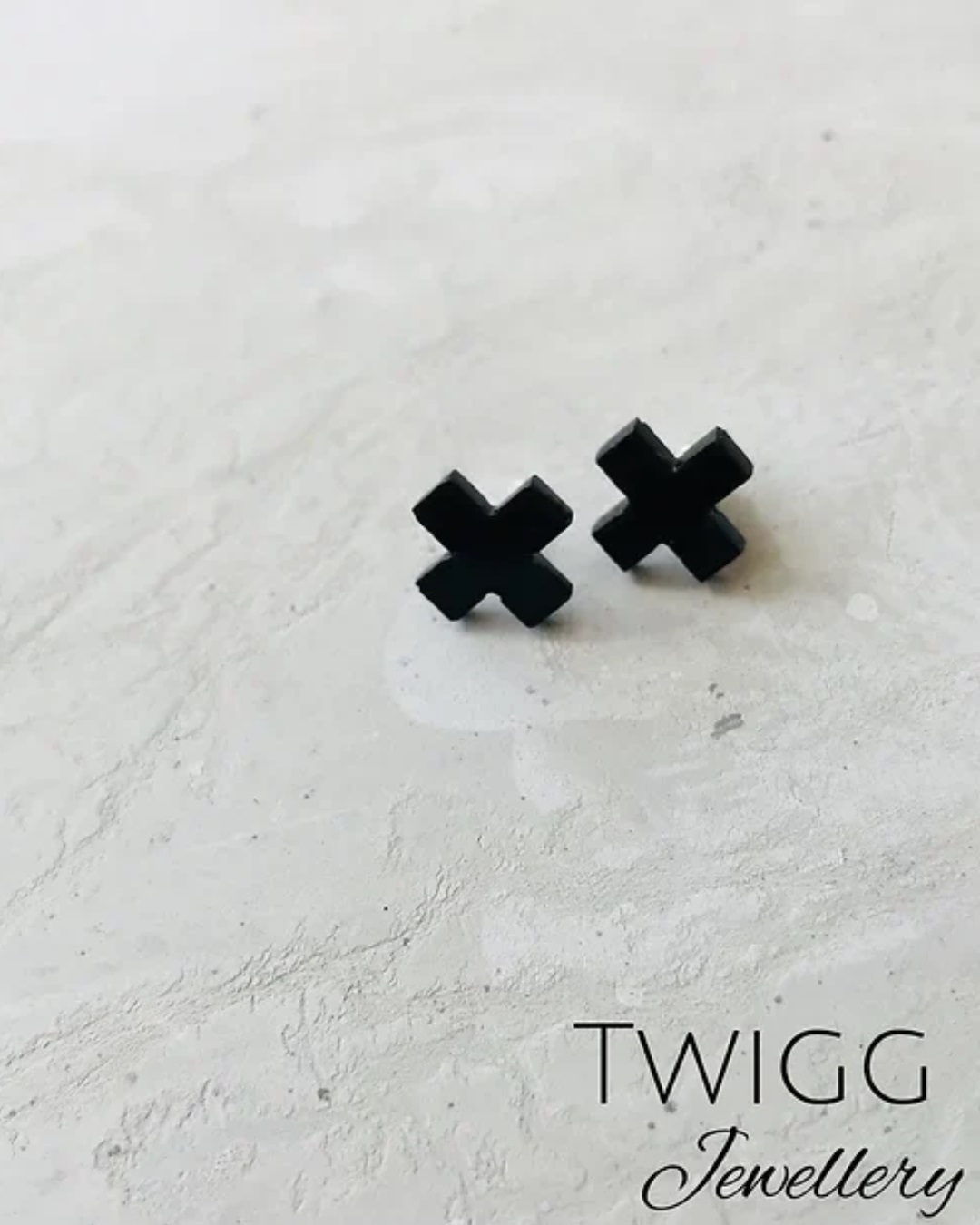 Black cross earrings studs