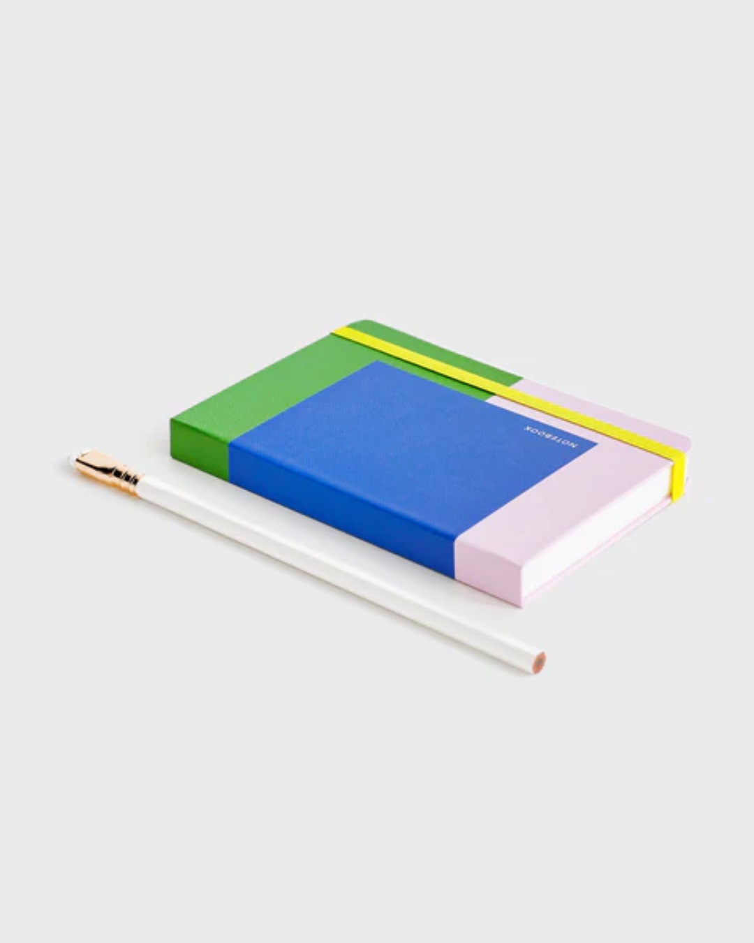 Block colour blue and green hardcover notebook with pen
