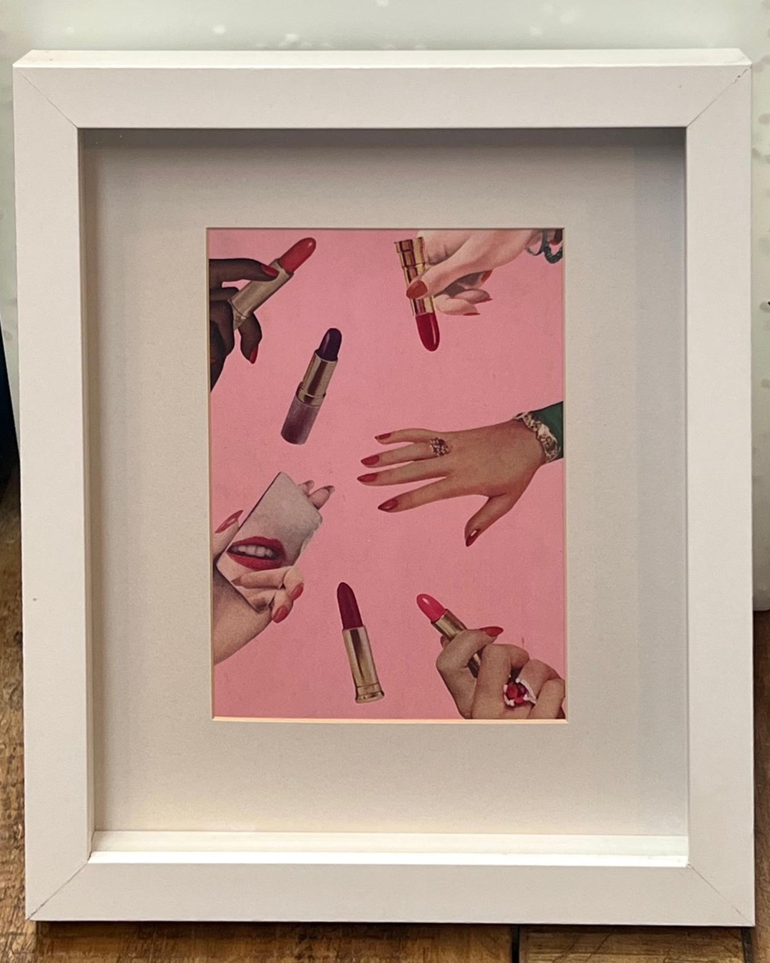 Lipstick Pink Print in a White Frame