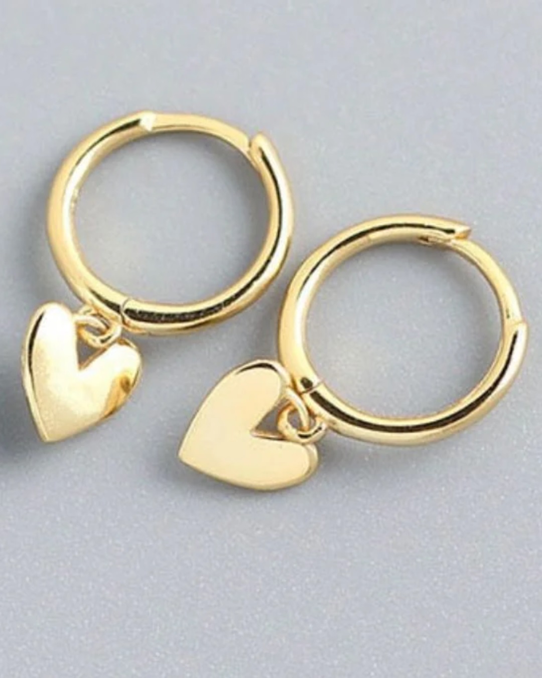 Gold hoop heart earrings