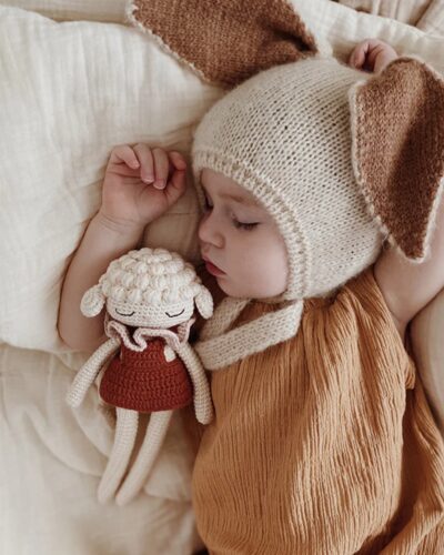 Patti Oslo Lamb Luna with Rose Striped Collar Crochet