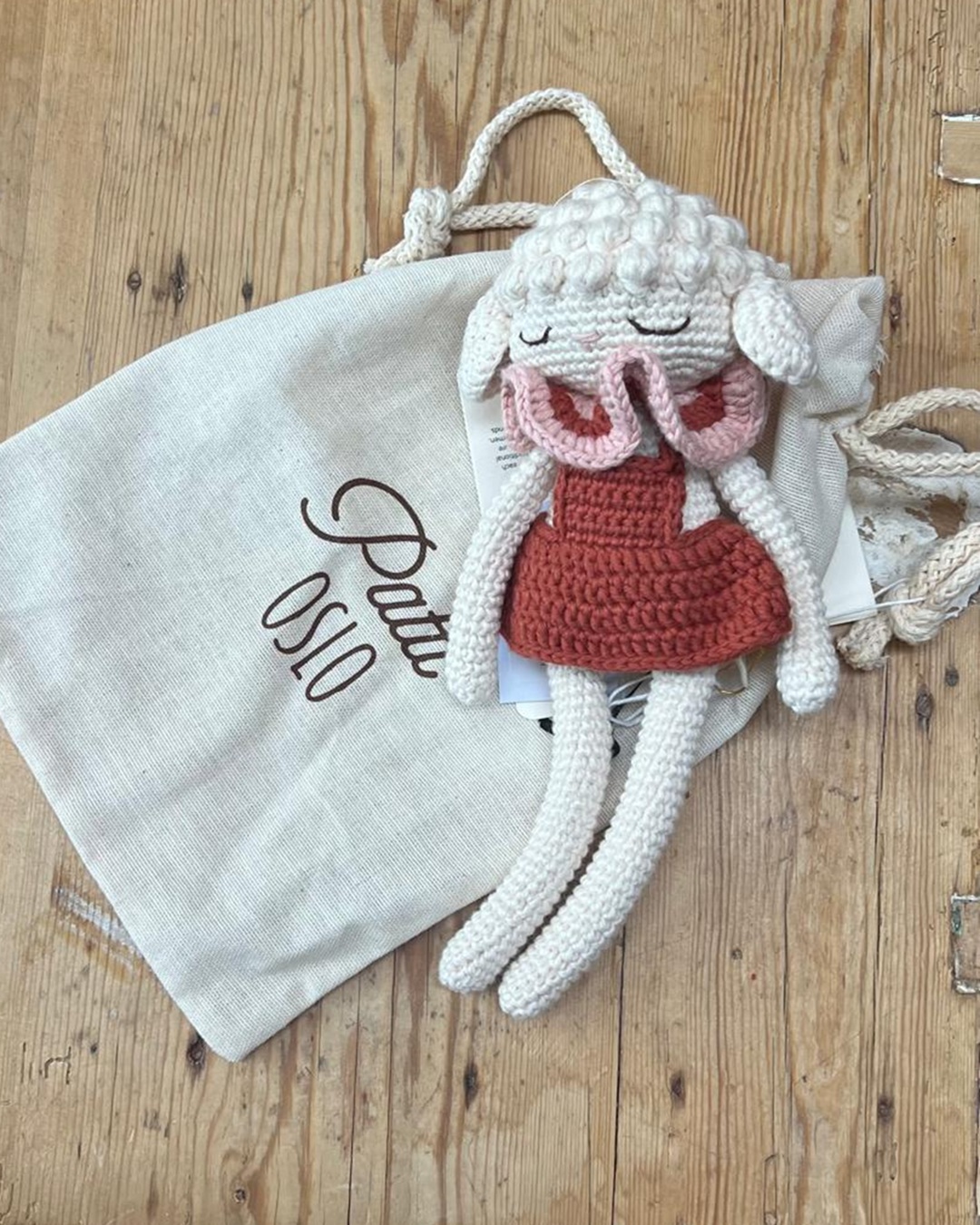 Patti Oslo Lamb Luna with Rose Striped Collar Crochet