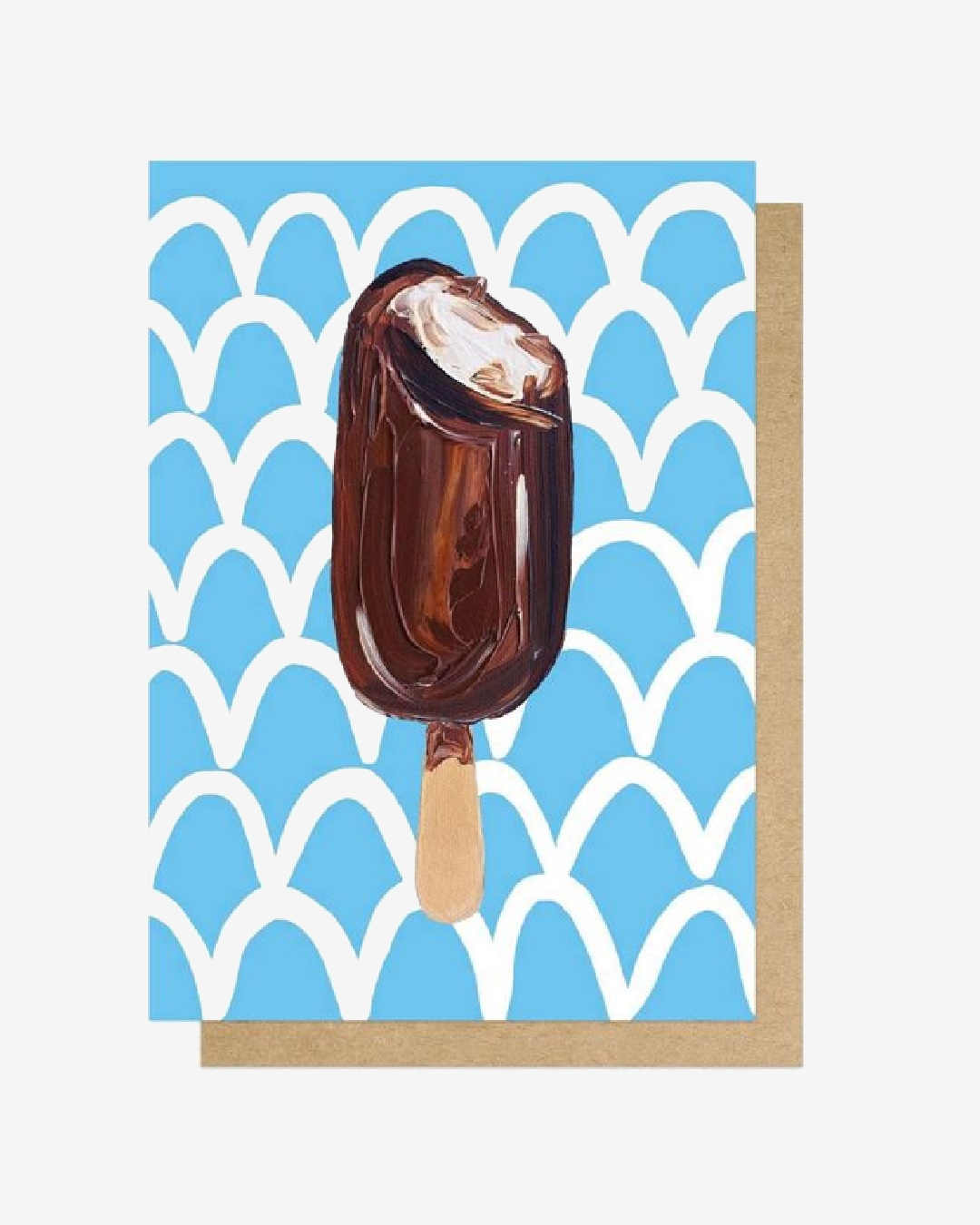 Blue and white card with magnum ice cream on it