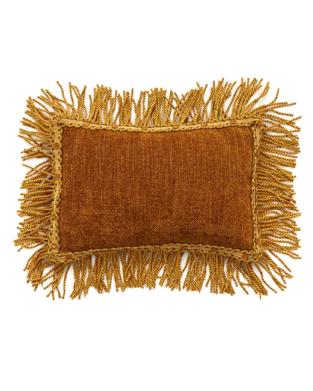 Medicci fringe cushion cover in tobacco