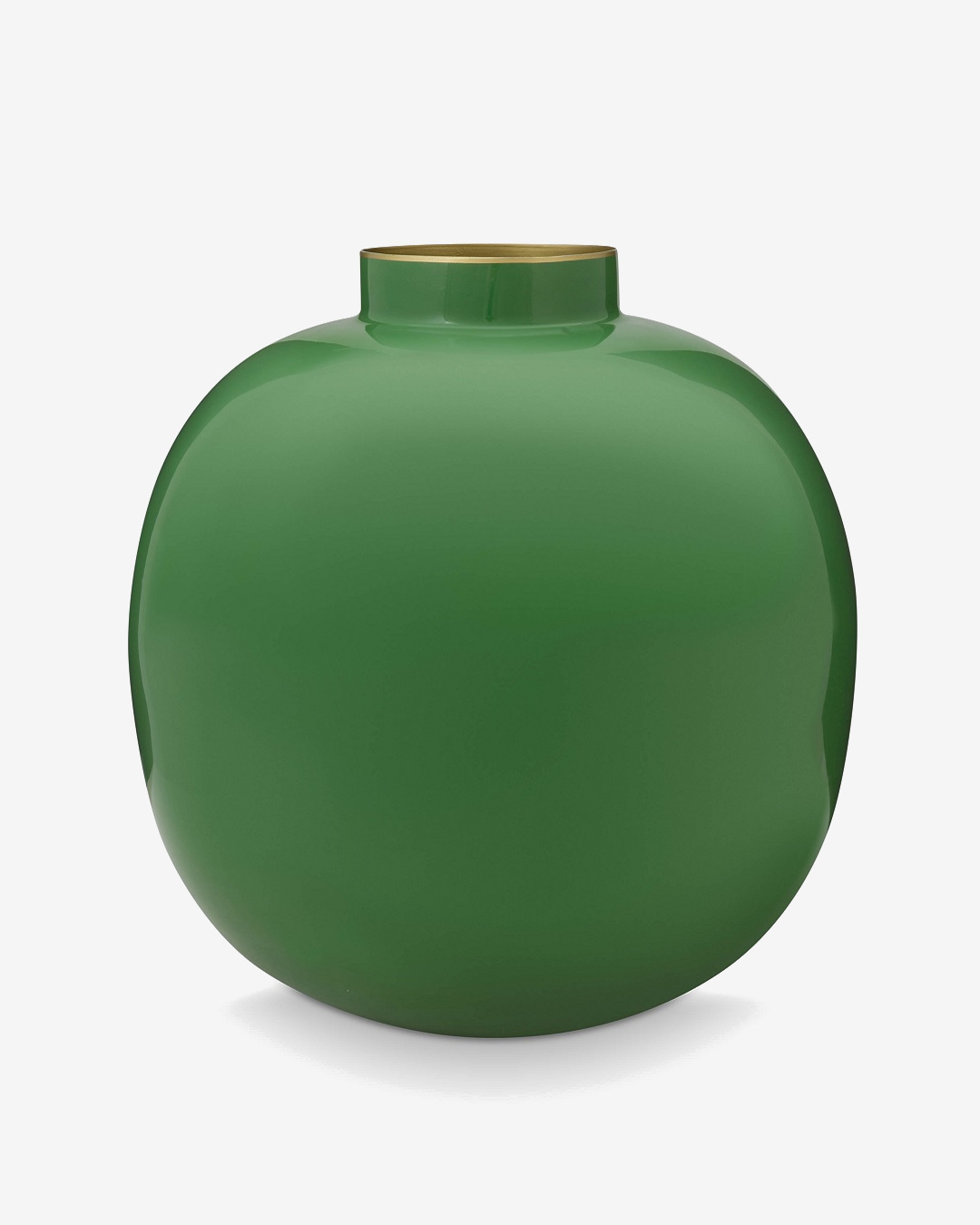 Green metal round vase