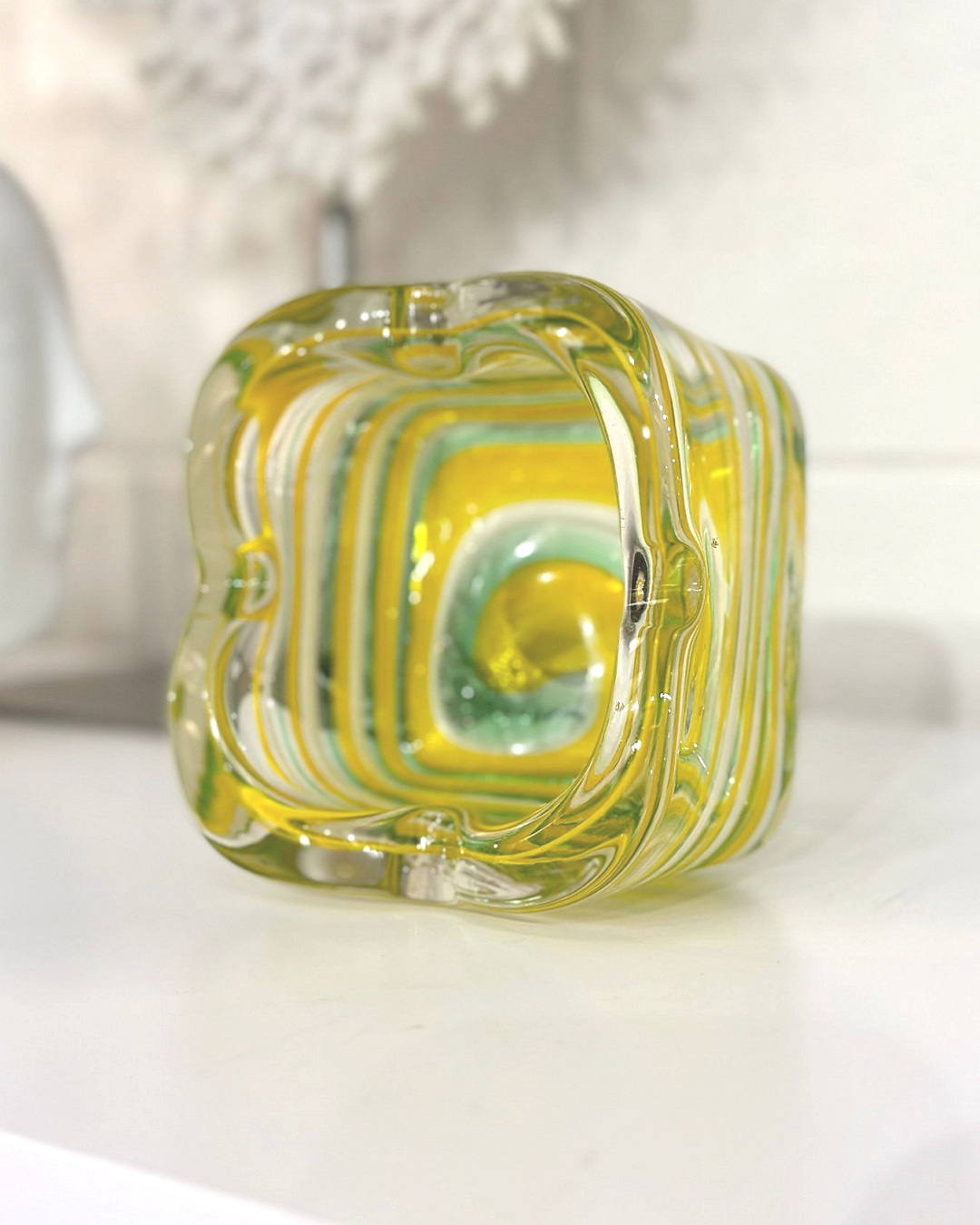 Yellow stripe ashtray