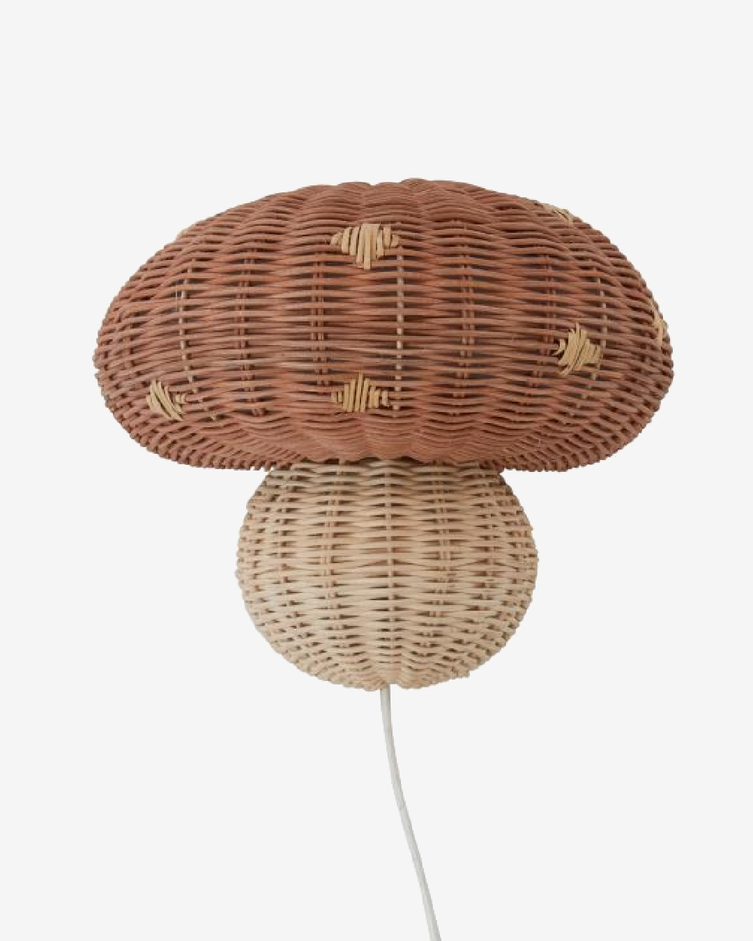 Rattan cane mushroom shaped red and brown lamp
