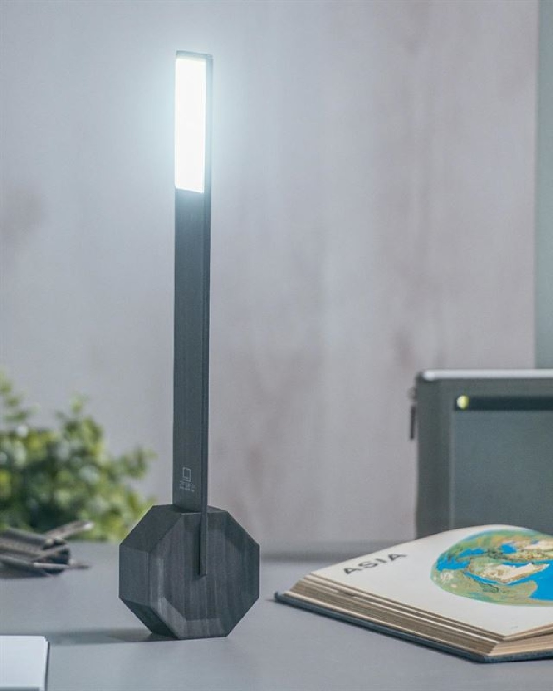 Octagon desk lamp on desk
