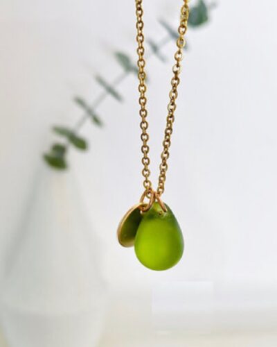 Seaglass Water Droplet Necklace Made By Twigg