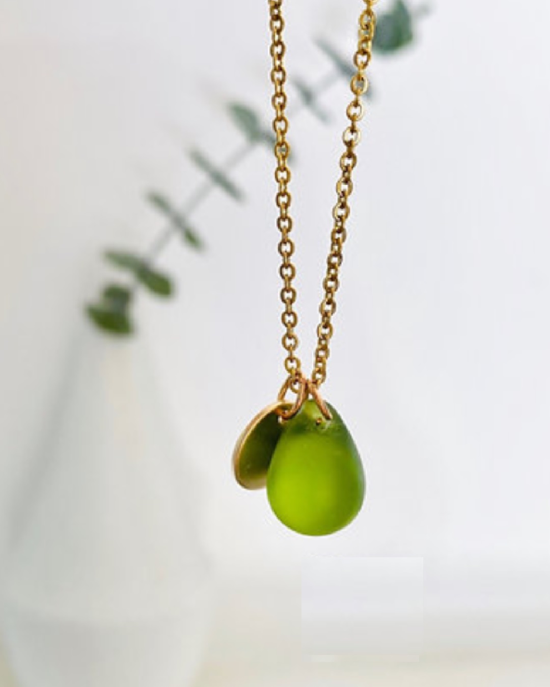 Seaglass Water Droplet Necklace Made By Twigg