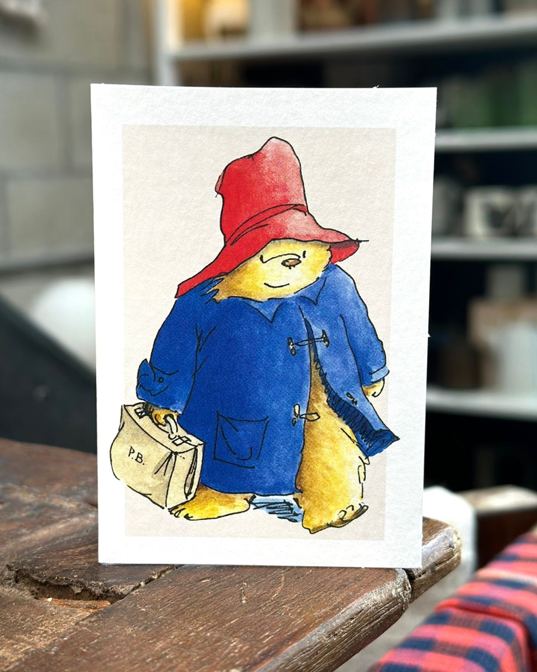 Paddington bear on a white card