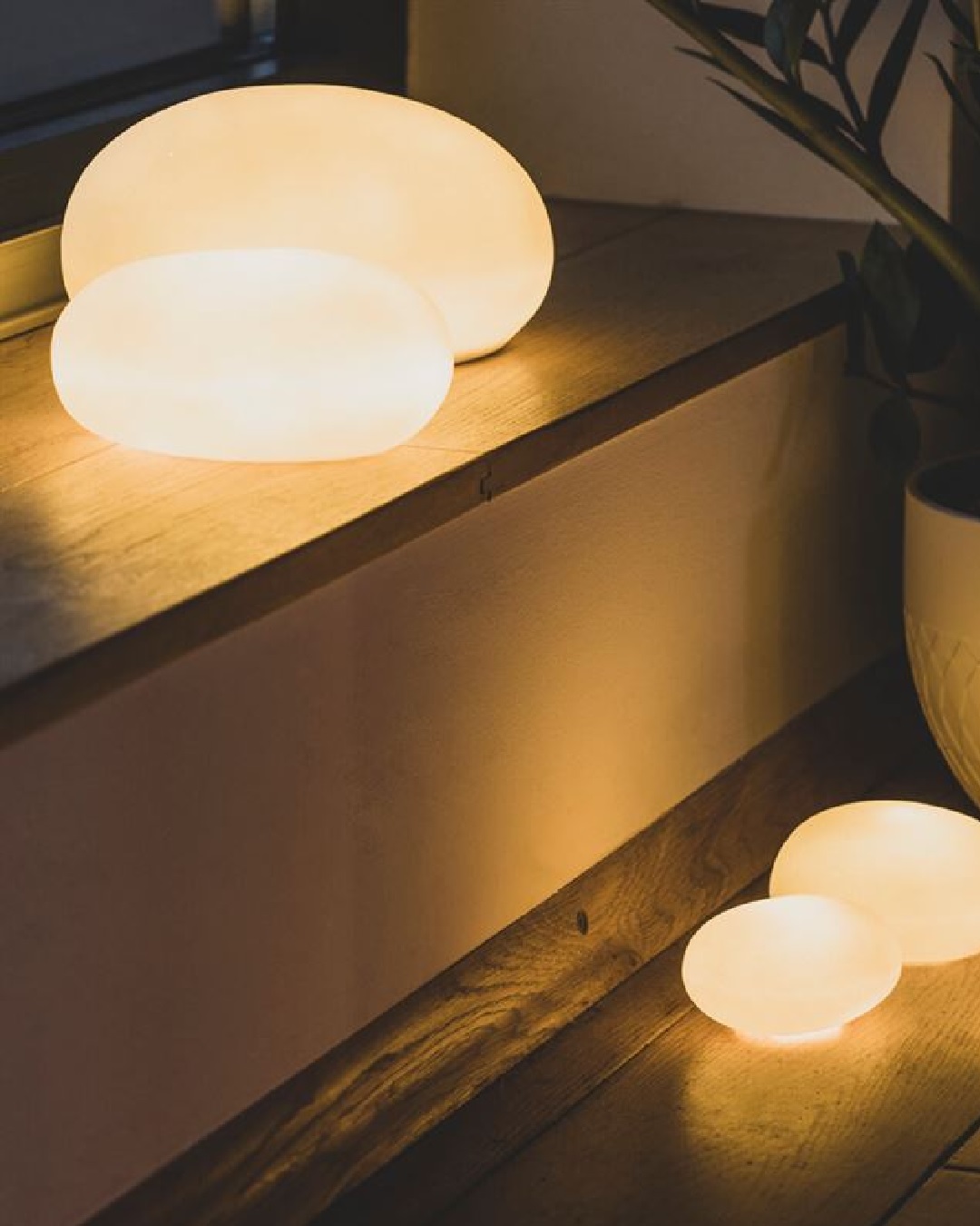 Pebble LED lights on stairs