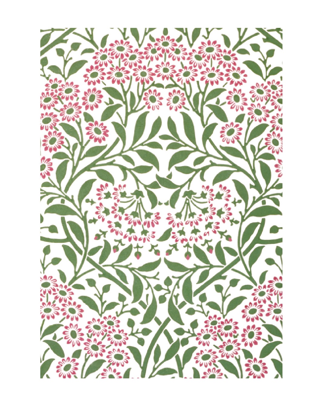 Pink and green floral note card
