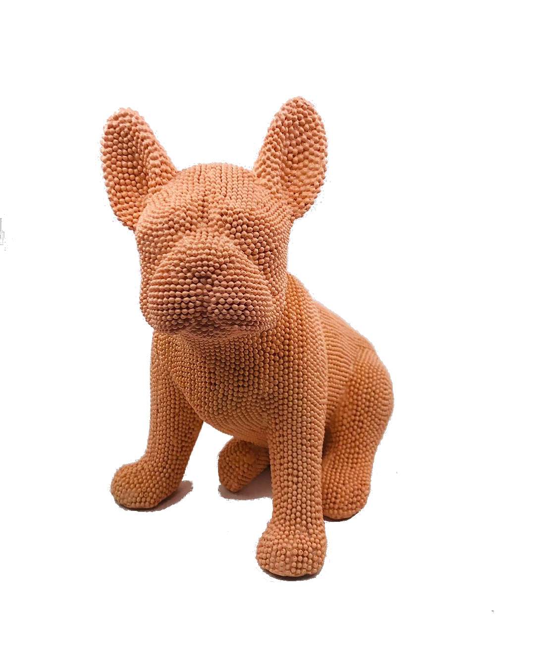 Pink bulldog sitting