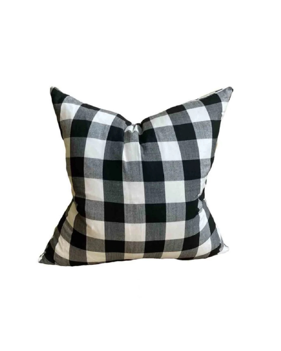 Black and white plaid cushion