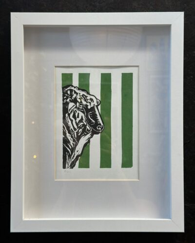 Owie Simpson Print of Sheep 9/20 Original in White Frame