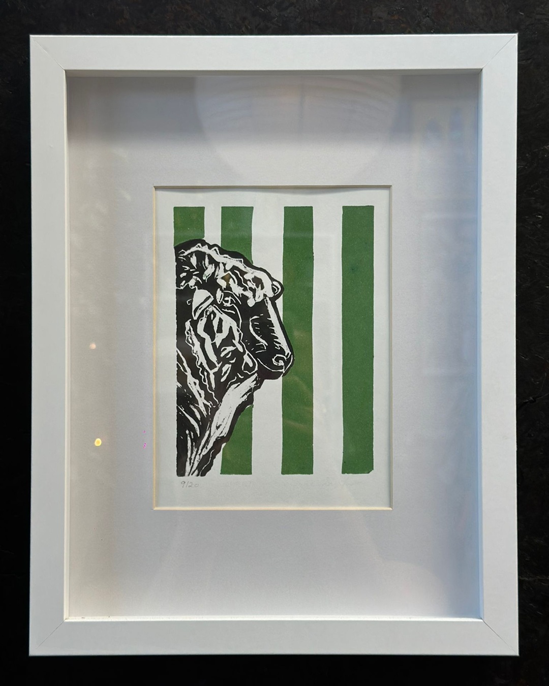 Owie Simpson Print of Sheep 9/20 Original in White Frame