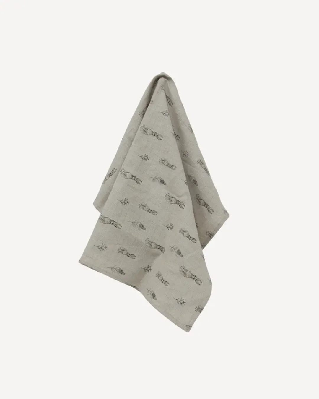 Rabbit grey tea towel hanging