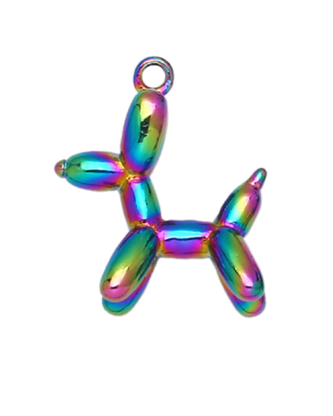 Rainbow metallic balloon dog pendant
