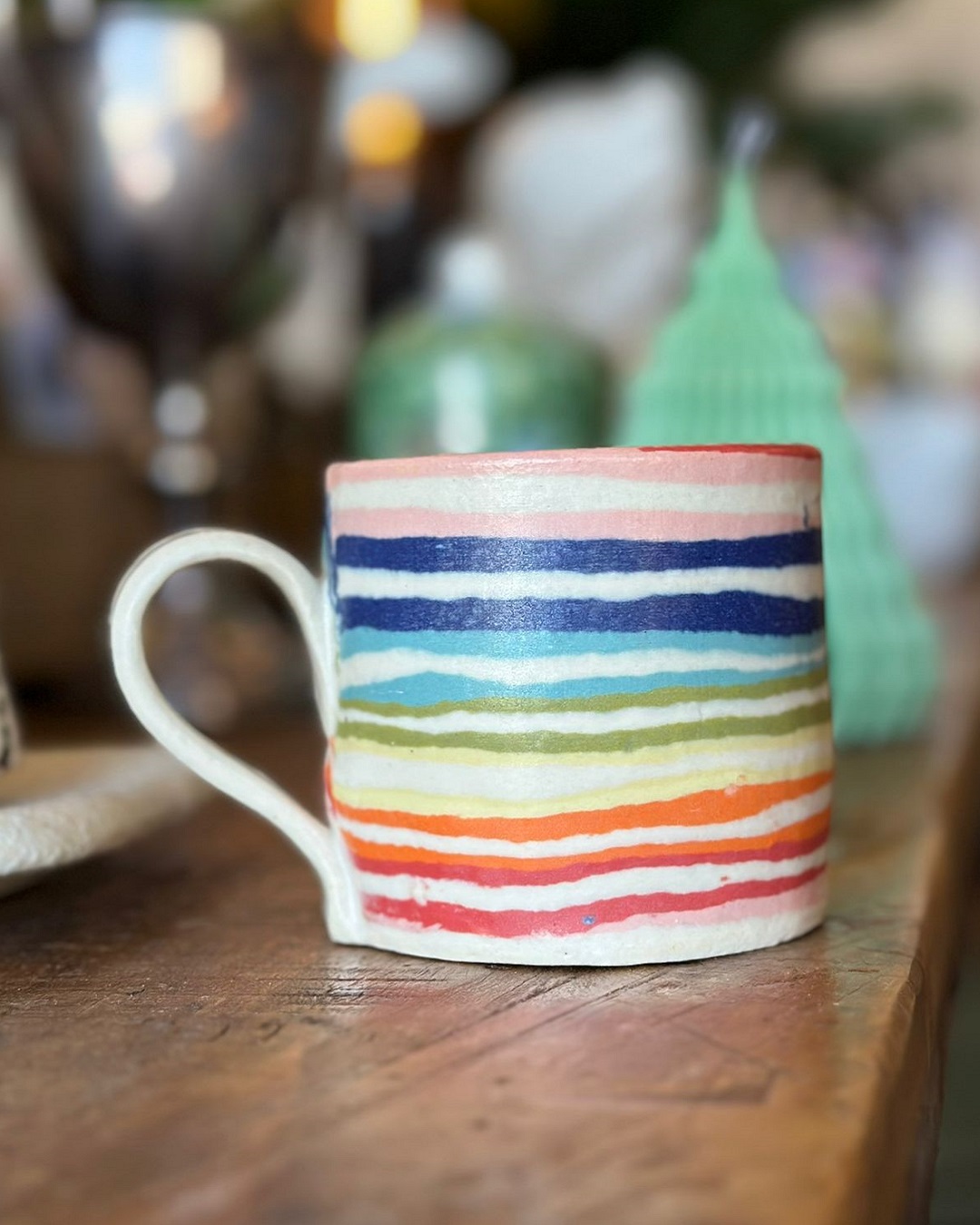 Rainbow striped mug