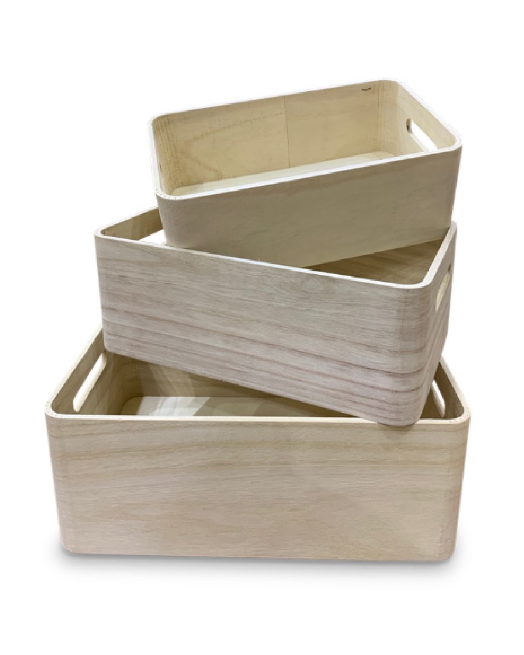 Rectangle wooden boxes with handles