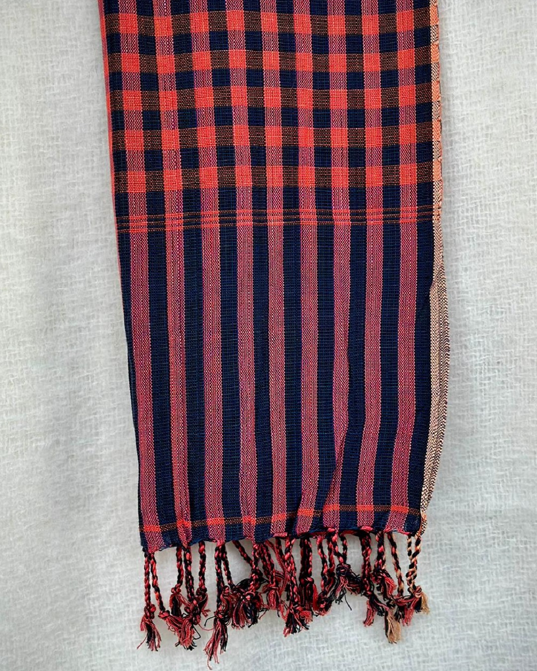 Red and blue check scarf