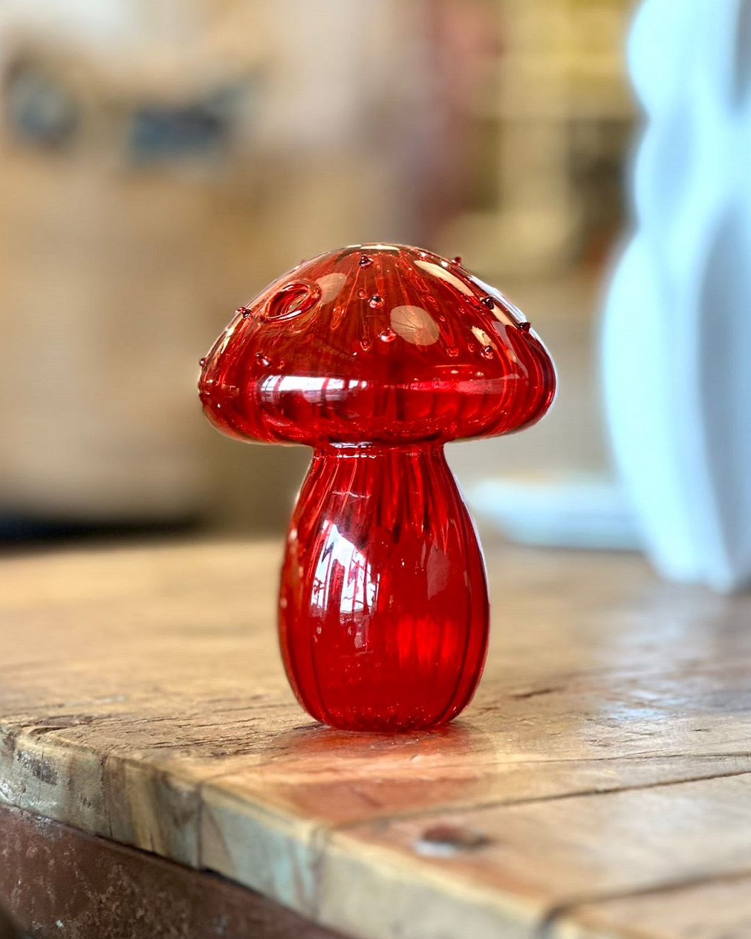 Red mushroom vase