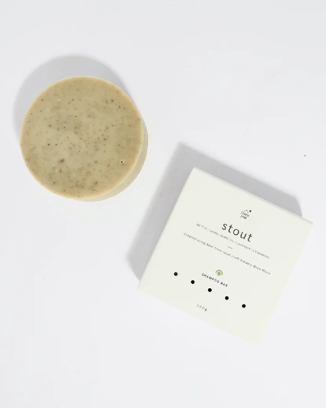 Stout soap next to box