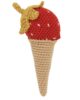 Crocheted strawberry soft toy rattle