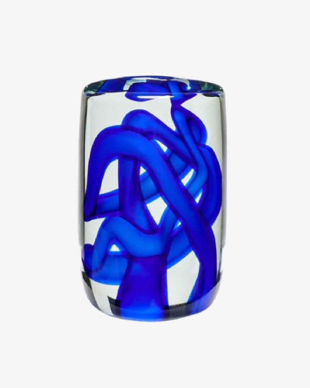 Blue stream and clear glass paper weight