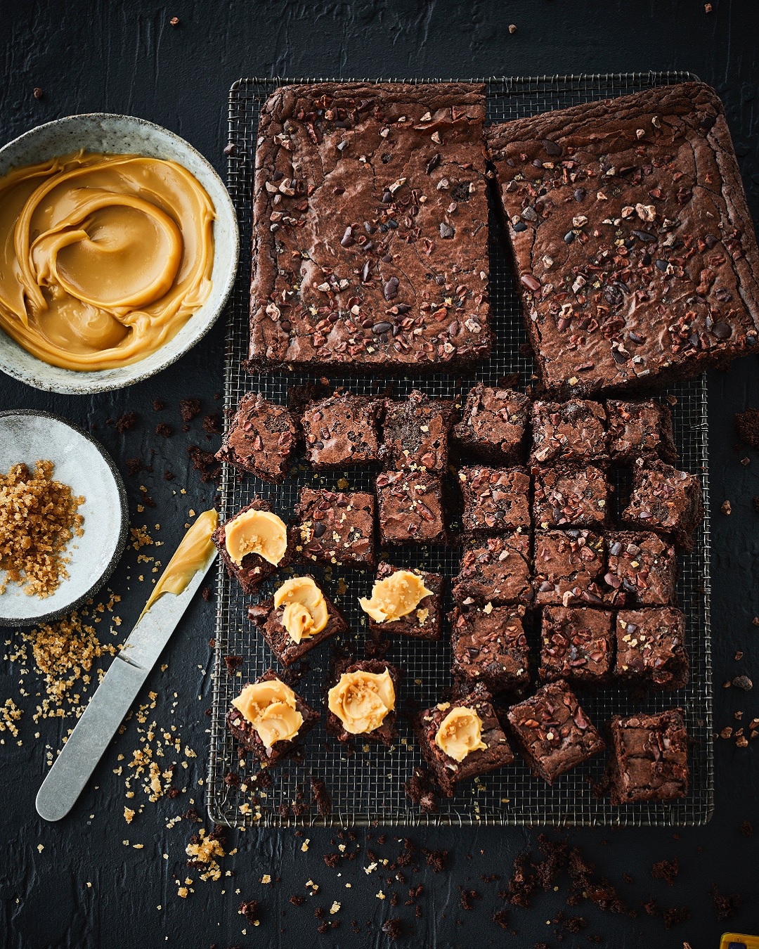 Chocolate brownie with peanut butter and salt