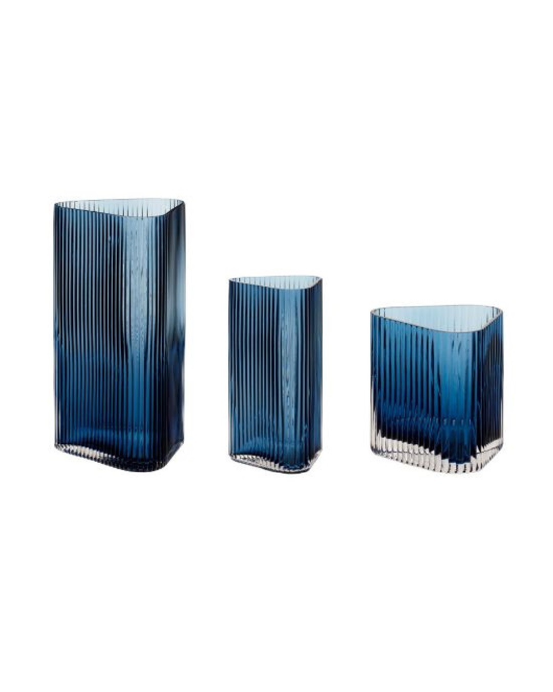 Triangle blue vases in 3 sizes