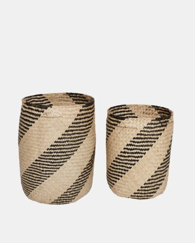 Twisted Storage Baskets Natural and Black Set of 2