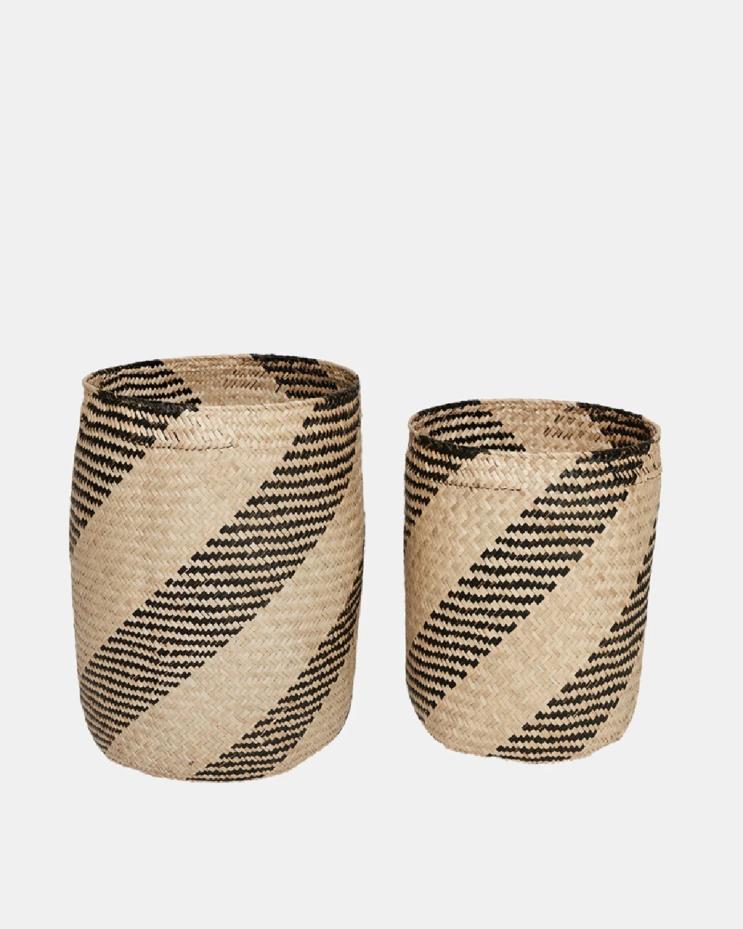 Twisted Storage Baskets Natural and Black Set of 2