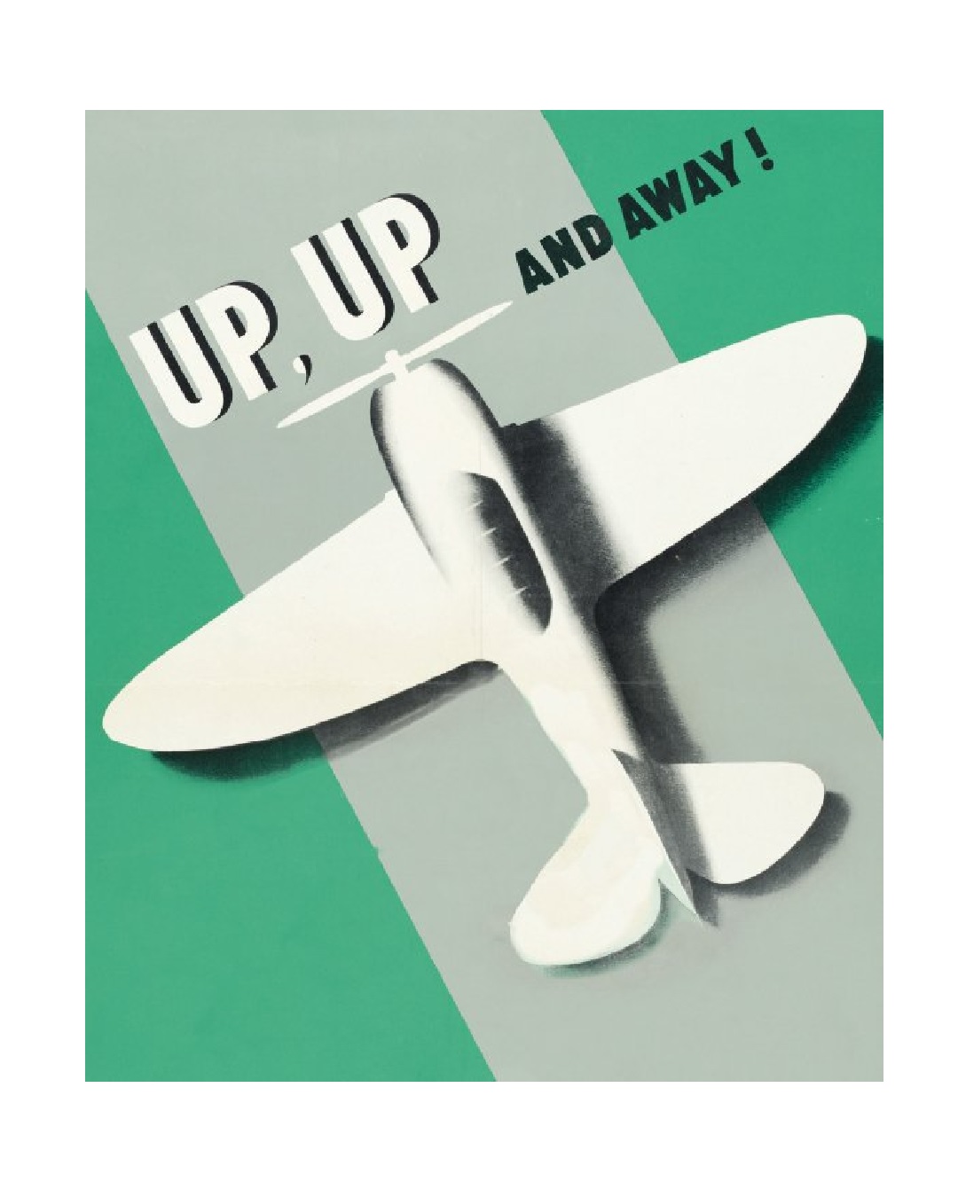 green and grey card with aeroplane on it