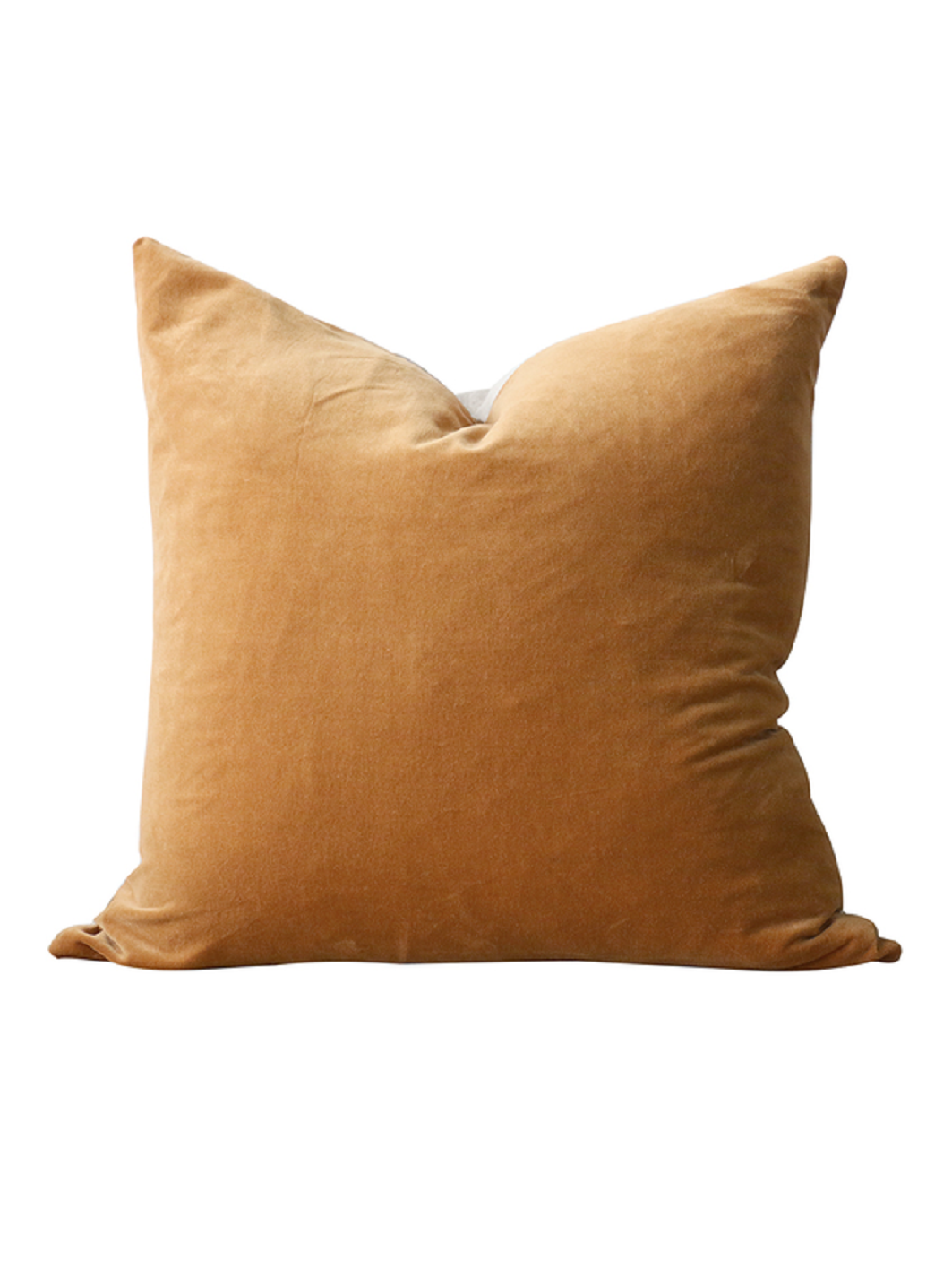 Velvet cushion cover with linen backing in rapahel gold