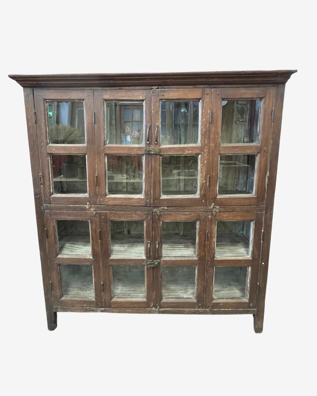 Vintage almirah and glass cabinet with 4 shelves and 16 glass panes
