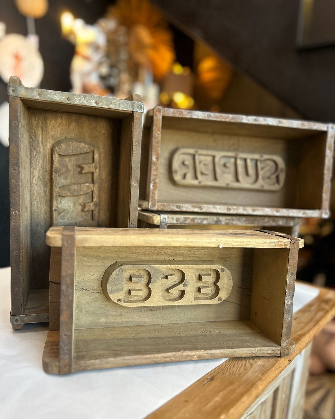 Vintage wooden brick moulds