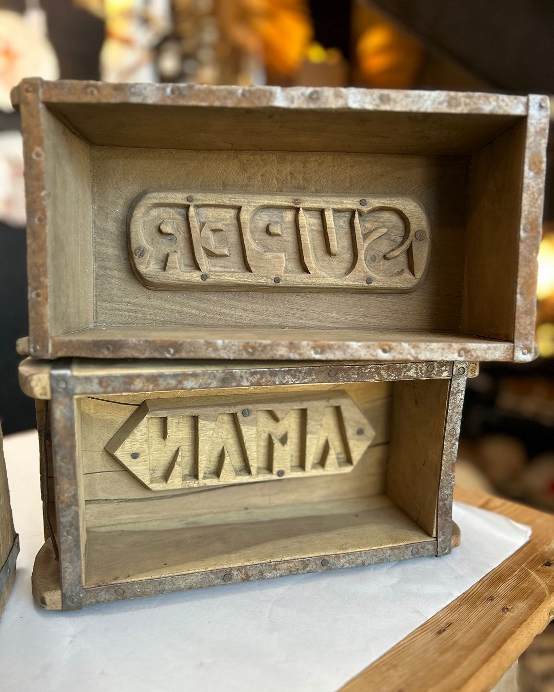 Vintage wooden brick moulds