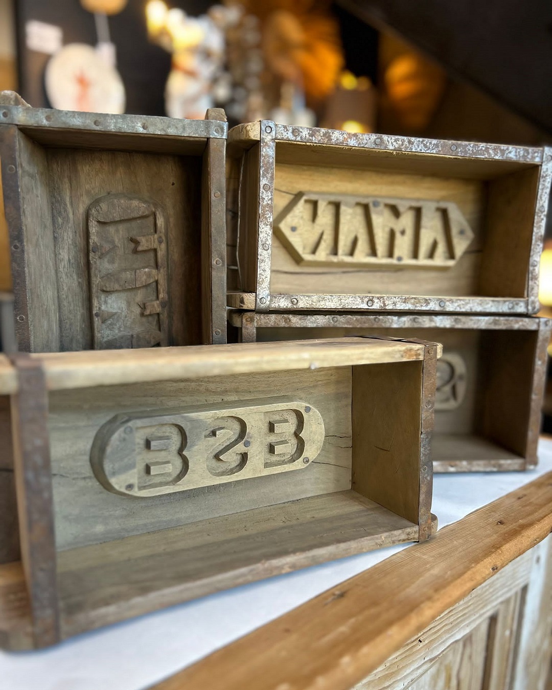 Vintage wooden brick moulds