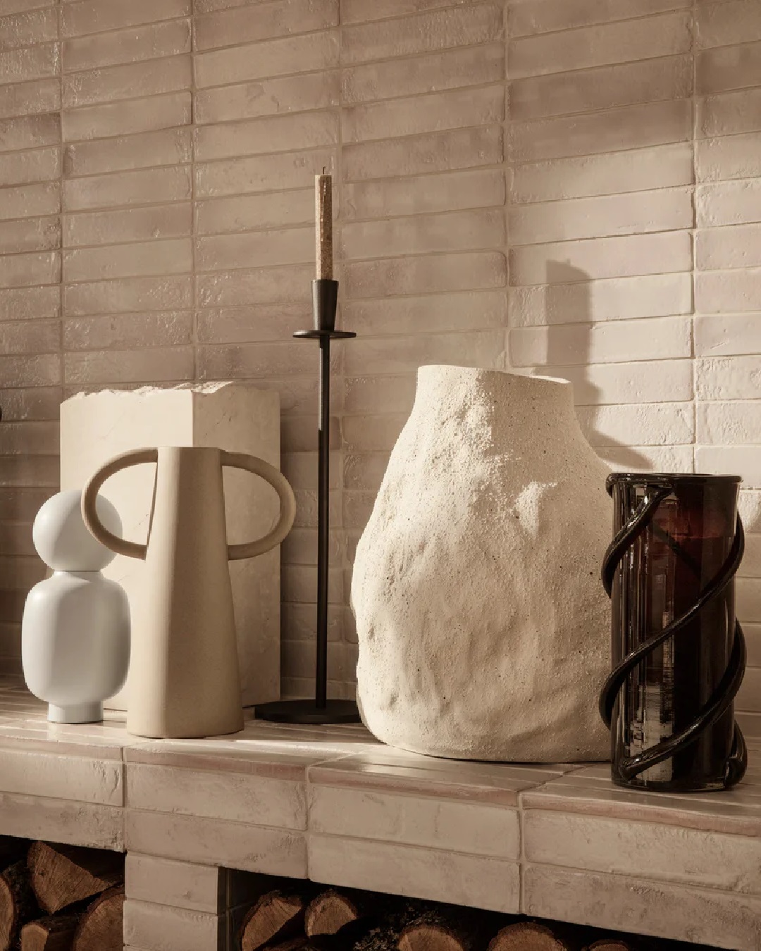 Vulca vase off white stone large