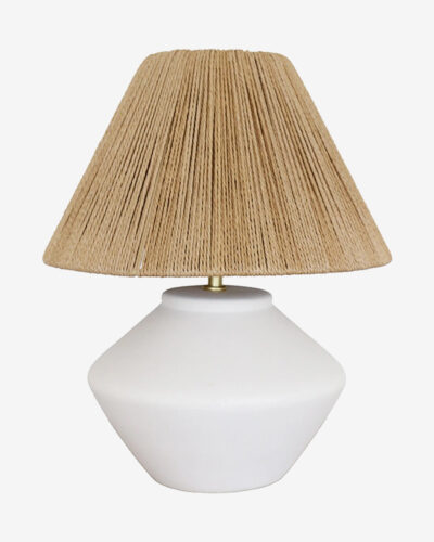 White lamp with loom shade