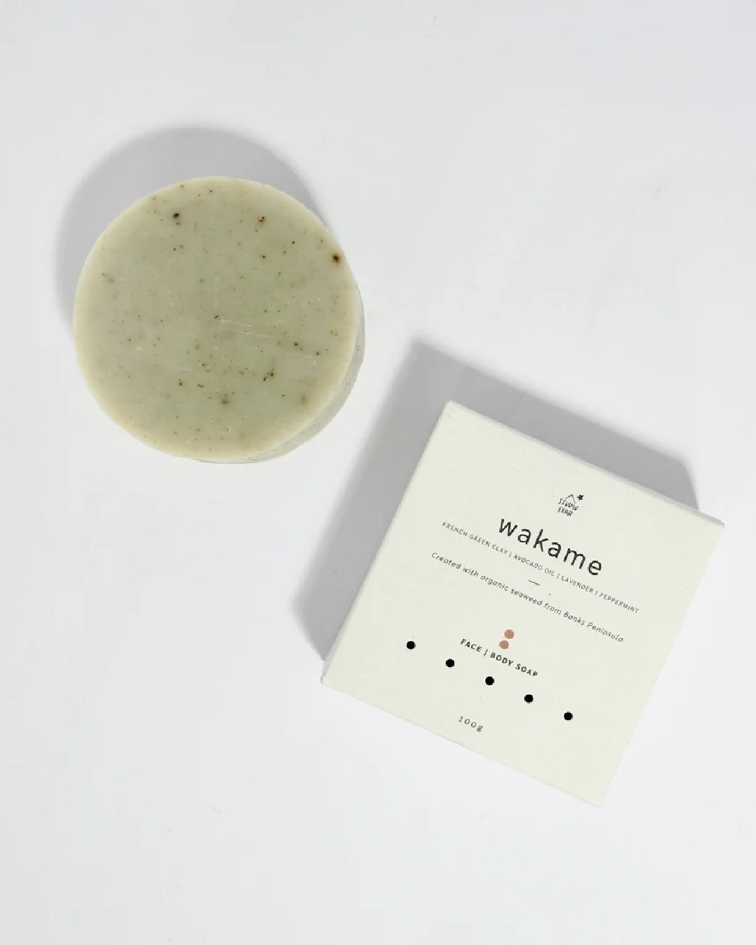 Wakame seaweed soap next to box