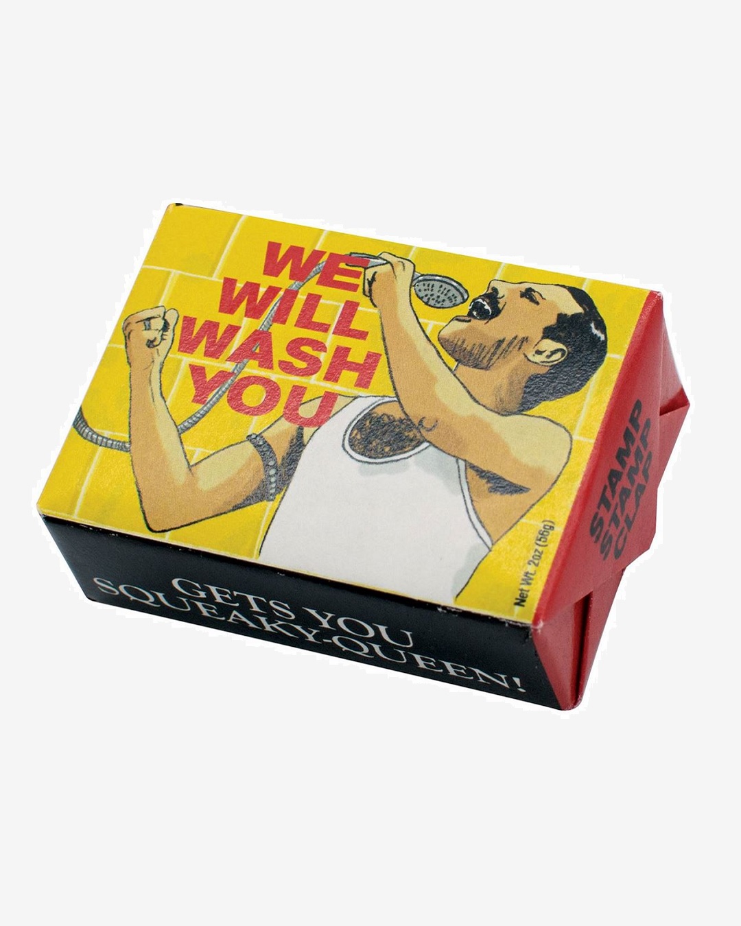 Soap bar that says we will wash you