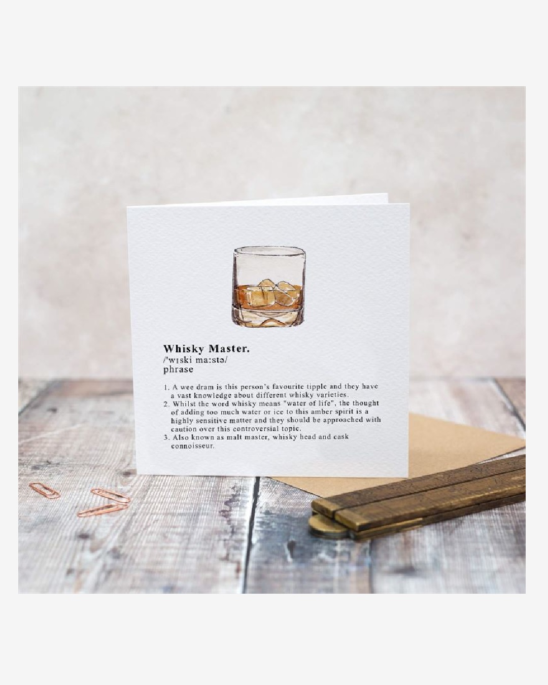 Card with whiskey on it